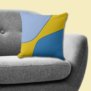 Abstract Blue-Yellow Irregular Quarter Shapes   Throw Pillow