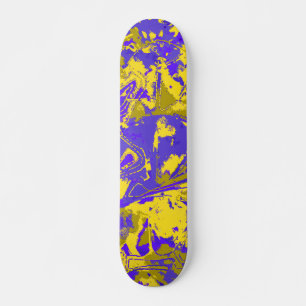 Abstract Blue Yellow Pattern Skateboard