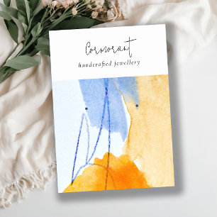 Abstract Blue Yellow Watercolor Earring Holder Business Card