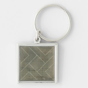Abstract Blueprint with Geometric Shapes Keychain