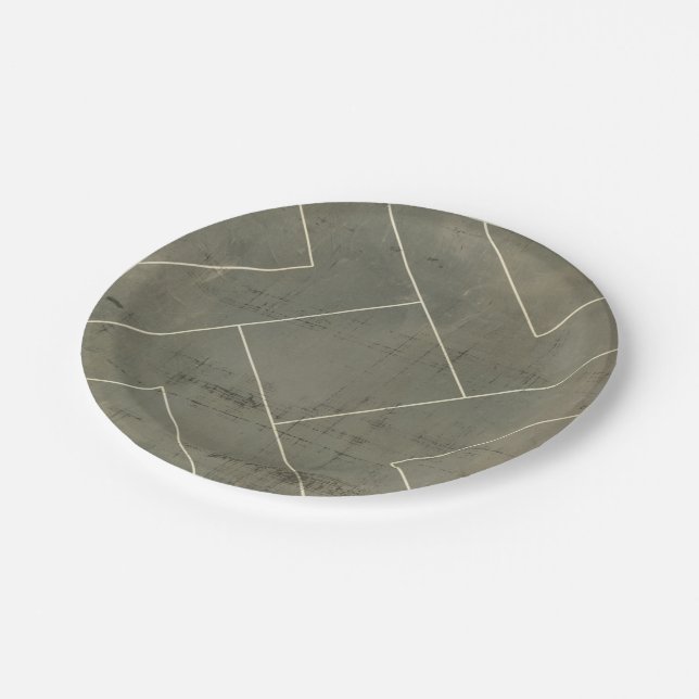 Abstract Blueprint with Geometric Shapes Paper Plate (Angled)