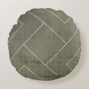 Abstract Blueprint with Geometric Shapes Round Pillow