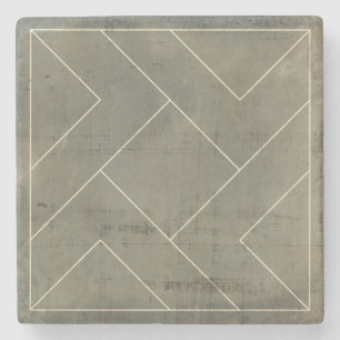 Abstract Blueprint with Geometric Shapes Stone Coaster