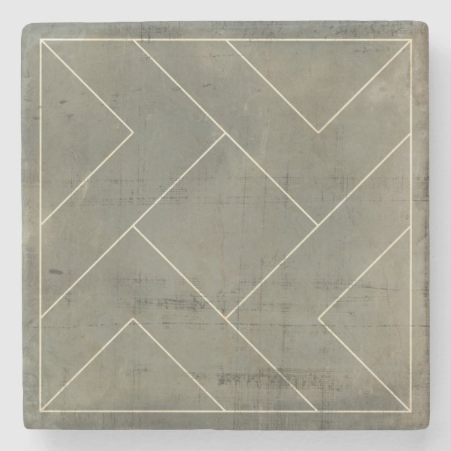 Abstract Blueprint with Geometric Shapes Stone Coaster (Front)