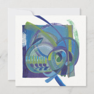 Abstract Blues Artist's Flat Unfolded Notecard