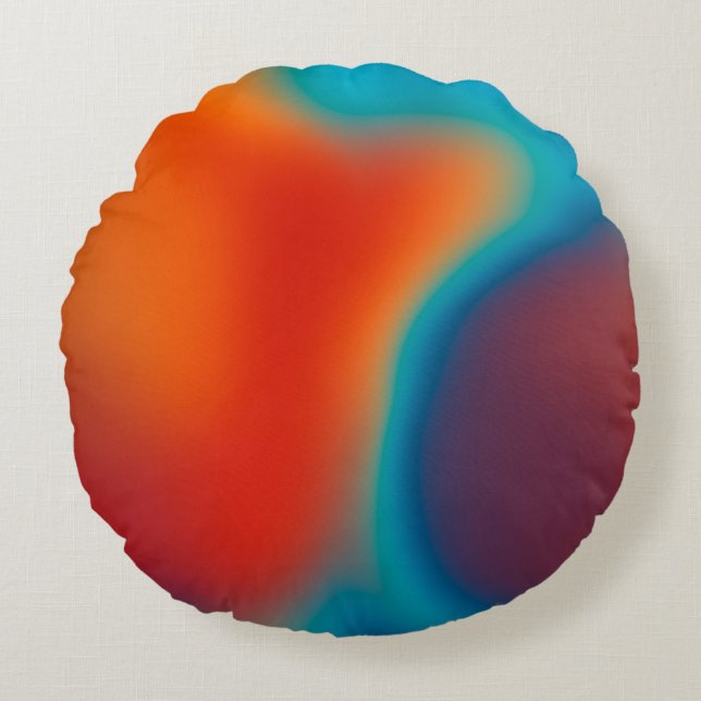 Abstract blur background with colourful blue-light round pillow (Front)