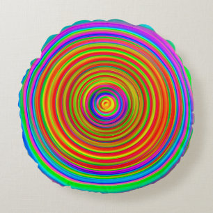 abstract blurred background, vintage geometric tex round pillow