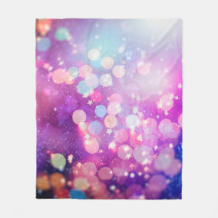 Abstract blurred of blue and silver glittering shi fleece blanket