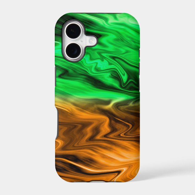 Abstract blurry spotted pattern in orange green  (Back)