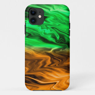 Abstract blurry spotted pattern in orange green  iPhone 11 case