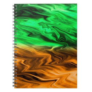 Abstract blurry spotted pattern in orange green notebook