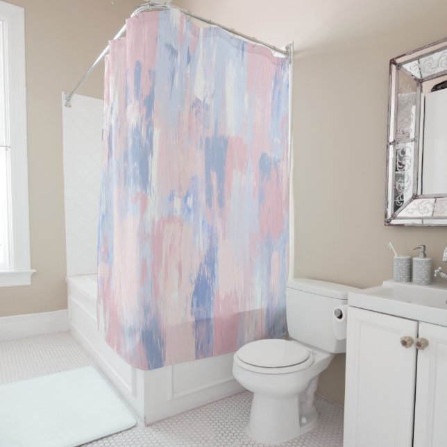 Abstract Blush and Blue Paint Strokes (In Situ)