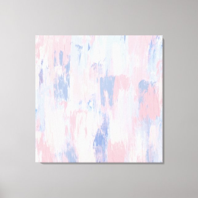 Abstract Blush and Blue Paint Strokes Canvas Print (Front)