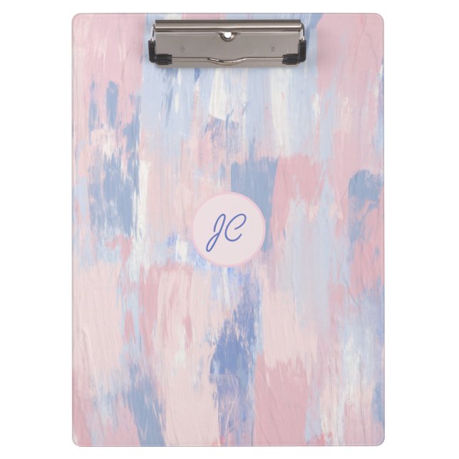 Abstract Blush and Blue Paint Strokes Clipboard (Front)