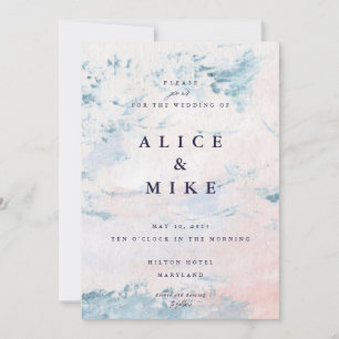 Abstract Blush and Sky Blue Watercolor Background Invitation