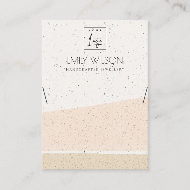 ABSTRACT BLUSH CERAMIC WAVES NECKLACE DISPLAY LOGO BUSINESS CARD (Front)