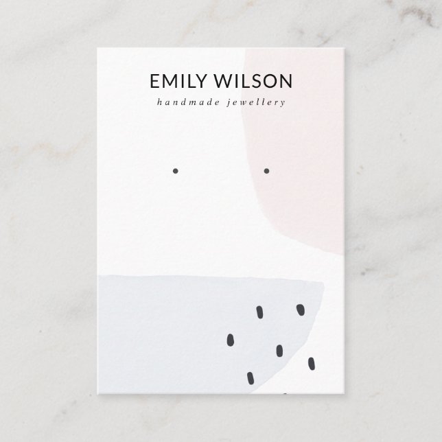 ABSTRACT BLUSH DUSKY BLUE STUD EARRING DISPLAY BUS BUSINESS CARD (Front)