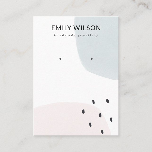 ABSTRACT BLUSH DUSKY BLUE STUD EARRING DISPLAY BUSINESS CARD (Front)