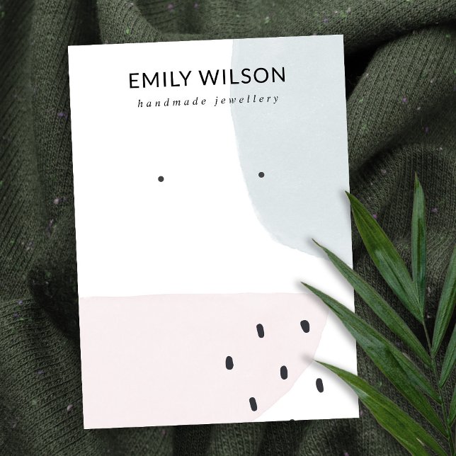 ABSTRACT BLUSH DUSKY BLUE STUD EARRING DISPLAY BUSINESS CARD (Creator Uploaded)