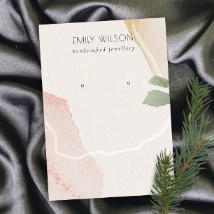 Abstract Blush Earthy Green Stud Earring Display Business Card