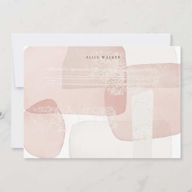 Abstract Blush Modern Stationery Note Card (Front)