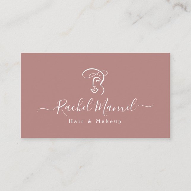 Abstract Blush Monogram Makeup Artist Hair Salon Business Card (Front)