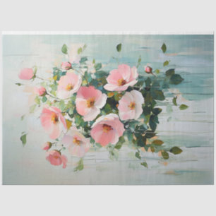 Abstract Blush Pink Floral Bouquet Decoupage Tissue Paper