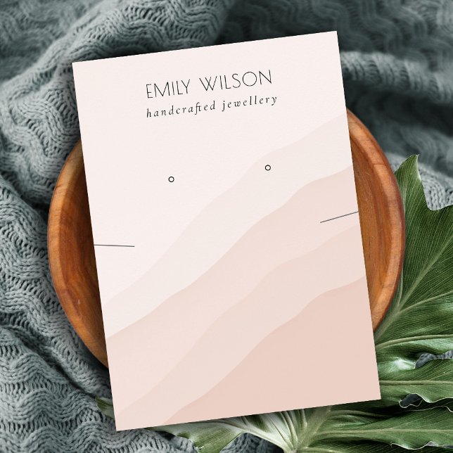 Abstract Blush Pink Waves Necklace Earring Display Business Card (Creator Uploaded)