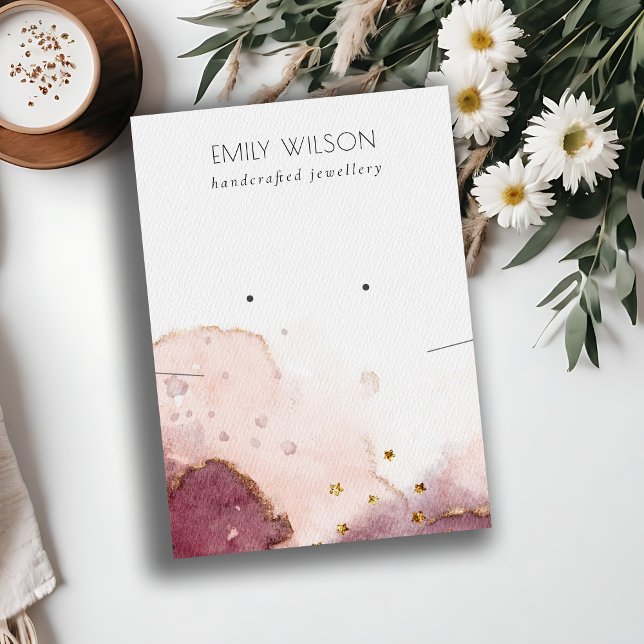 Abstract Blush Watercolor Necklace Earring Display Business Card (Creator Uploaded)