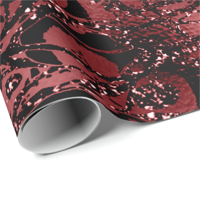 Abstract Body Nature Cells Glitter Burgundy Maroon Wrapping Paper (Roll Corner)