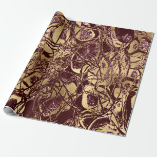 Abstract Body Nature Cells Golden Blood Burgundy Wrapping Paper