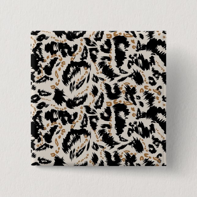 Abstract Bohemian African Leopard Pattern  2 Inch Square Button (Front)