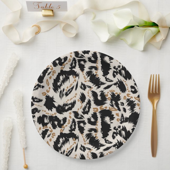 Abstract Bohemian African Leopard Pattern  Paper Plate (Wedding)