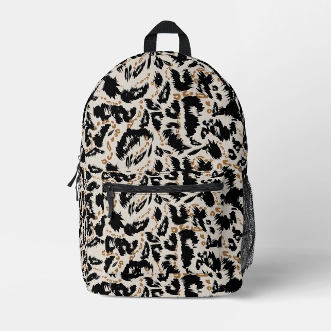 Abstract Bohemian African Leopard Pattern  Printed Backpack (Front)