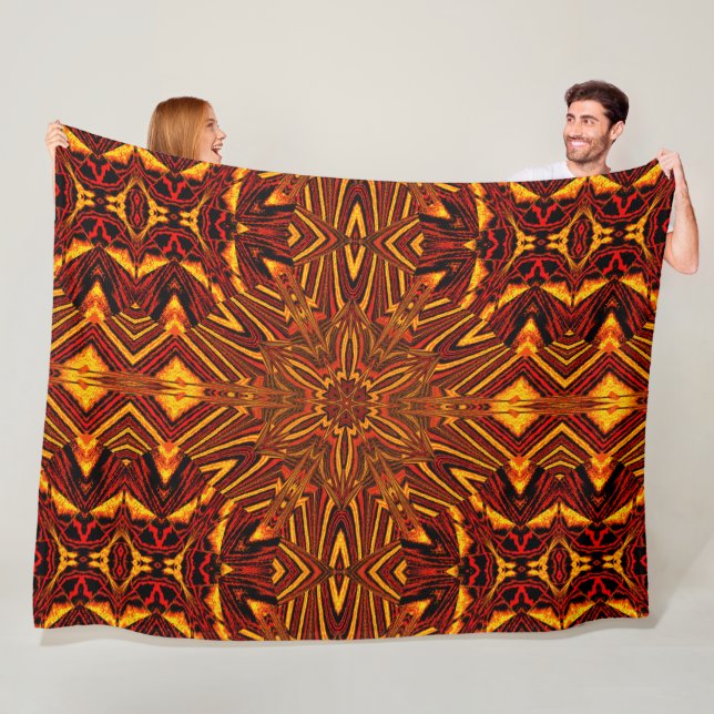 Abstract Bohemian Cymbidium Orchid Cozy Fleece Blanket (In Situ)