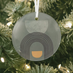 Abstract Bohemian shapes pattern Glass Ornament