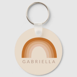 Abstract Boho 70s Rainbow Terracotta Personalized  Keychain