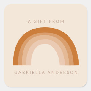Abstract Boho 70s Rainbow Terracotta Personalized Square Sticker