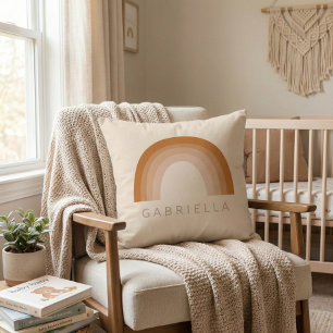 Abstract Boho 70s Rainbow Terracotta Personalized  Throw Pillow