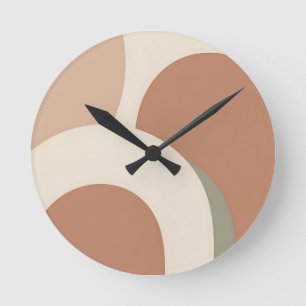 Abstract Boho Arch Earthy Minimalist Design Round Clock