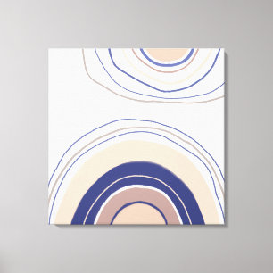Abstract Boho Arches - Blue and Beige Canvas Print