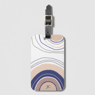 Abstract Boho Arches - Blue and Beige Luggage Tag