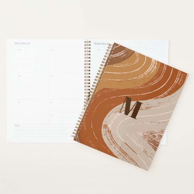 Abstract Boho Art , Earthy Tones Boho Planner (Display)