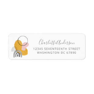 Abstract Boho Art Yellow and Grey Return Address