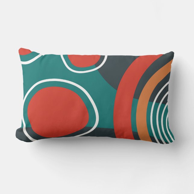 Abstract boho artwork rainbow and sun lumbar pillow (Front)