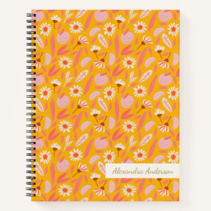 Abstract Boho Botanical Fruit Yellow Personalized Notebook