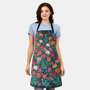 Abstract Boho Carnations Orange Butterflies Apron