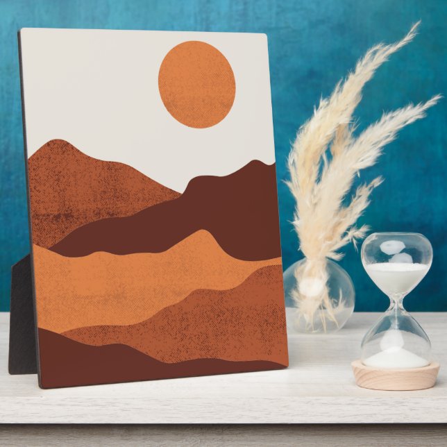 Abstract Boho Chic Desert Mountains Landscape  Plaque (Side)