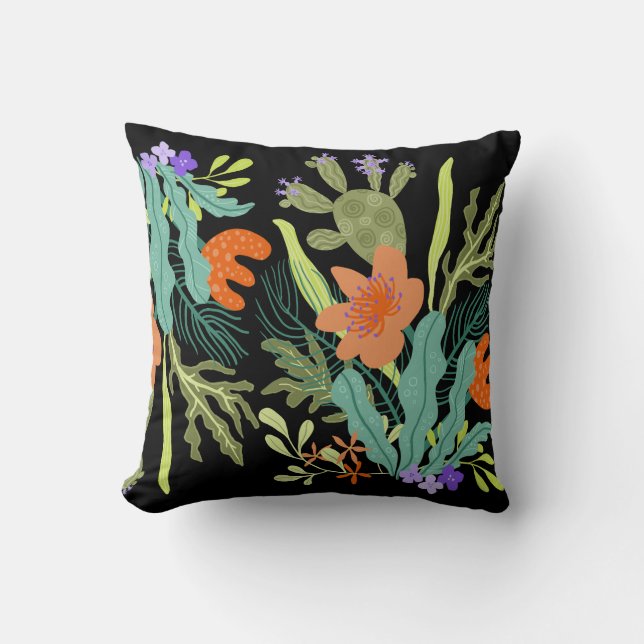 Abstract boho desert flower  throw pillow (Front)