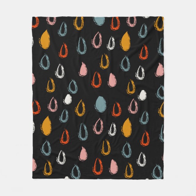 Abstract boho doodle seamless pattern rain drops fleece blanket (Front)